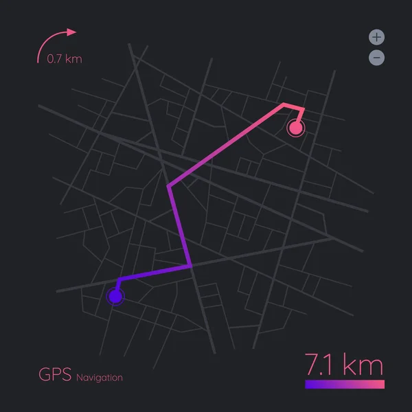 Mapa de navegação GPS. Mapa com pinos. — Vetor de Stock