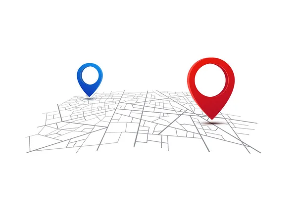 GPS navigasyonunu haritala. İğneli harita.