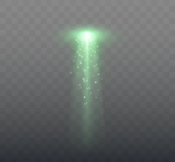 UFO光束隔离。绿光 — 图库矢量图片