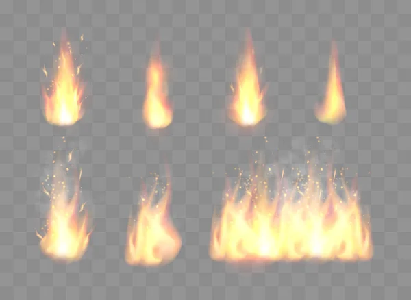 Soubor realistických požárních plamenů — Stockový vektor