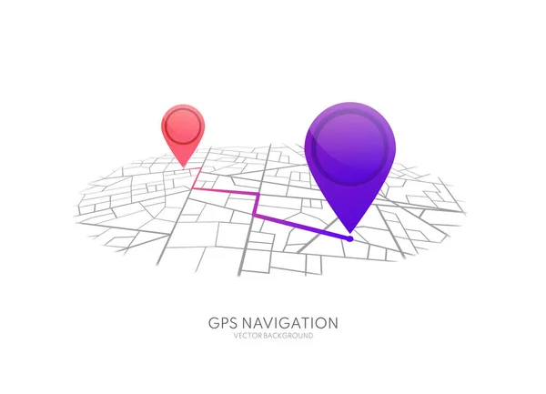 Térkép GPS navigáció. Térkép tűkkel. — Stock Vector