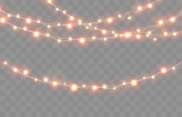 Christmas lights. Bright Xmas garland — Stock Vector