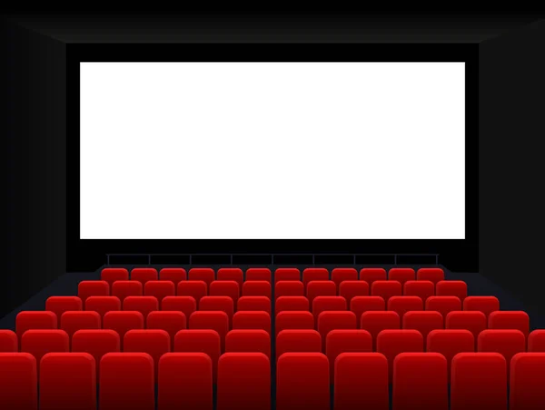 Schermo cinema con sedili rossi — Vettoriale Stock