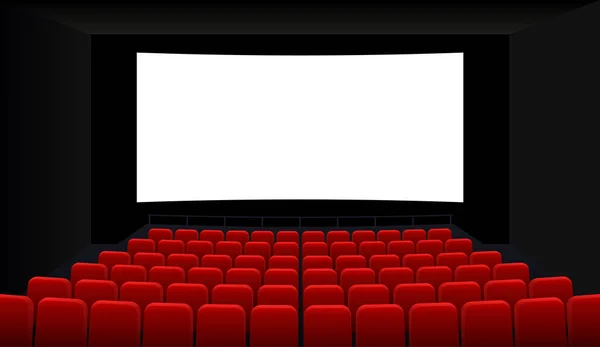 Cinema screen with red seats — Stock Vector