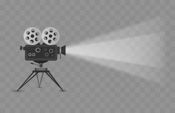 Projecteur cinéma avec lumière isolée — Image vectorielle