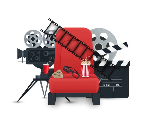 Sfondo cinematografico. Oggetti dell'industria cinematografica. — Vettoriale Stock