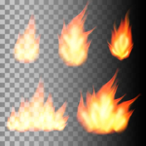 Soubor realistických požárních plamenů — Stockový vektor