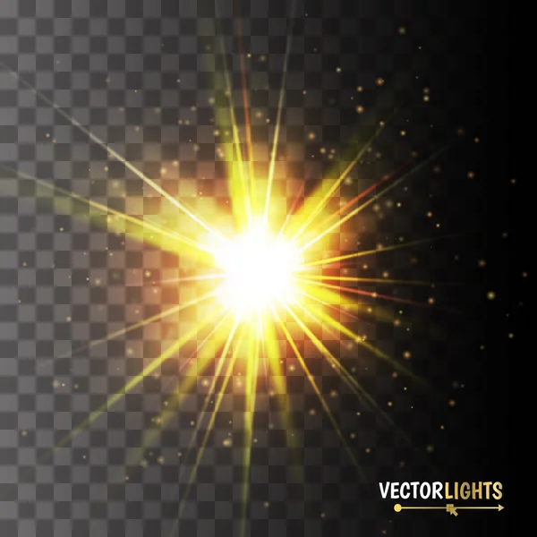 Ragyogásfény effektus. Golden fények. Vektoros illusztráció — Stock Vector