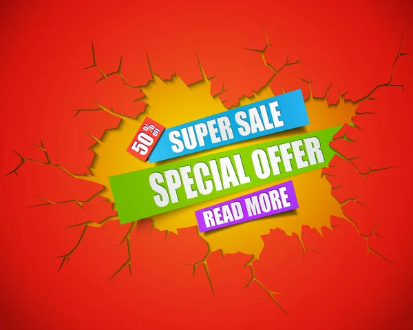 Super Sale paper banner. Vector illustration — Stock Vector