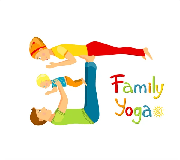 Familie beoefenen van yoga — Stockvector