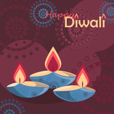 Üç diya Diwali Holiday zemin üzerine yazma