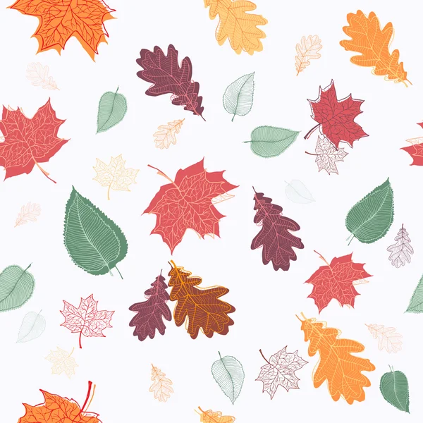 Autumn leaves seamless pattern — Stock Vector