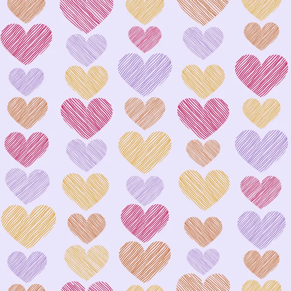 Hand drawn stripped hearts seamless pattern — Stock Vector