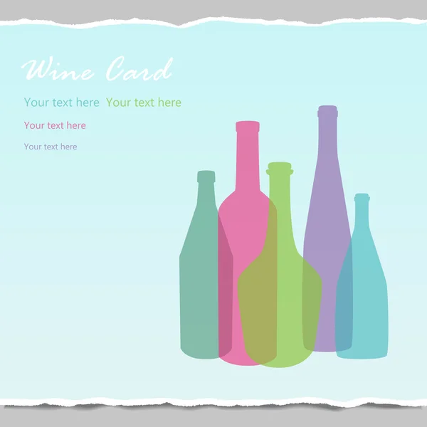 Botellas de vino transparentes sobre papel envuelto backgr — Vector de stock