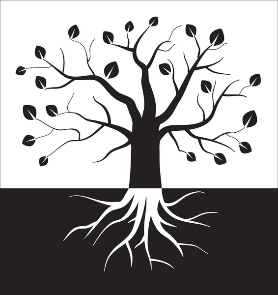 Symbole d'arbre noir et blanc . — Image vectorielle