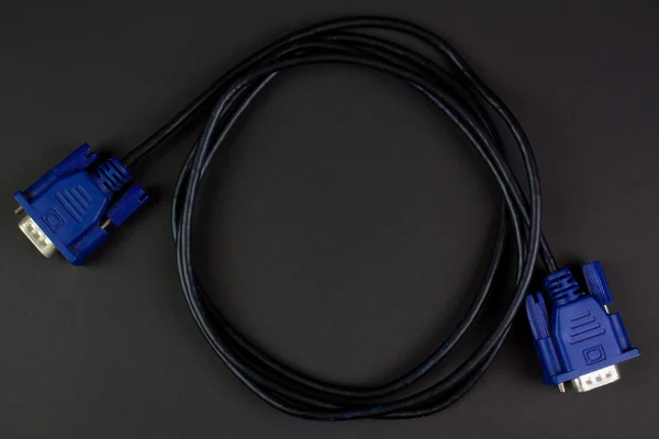 VGA cable on black background, isolated — Stock Photo, Image