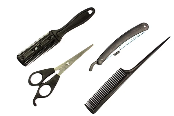 Hair cut tools set on white background, isolated — Stock Photo, Image