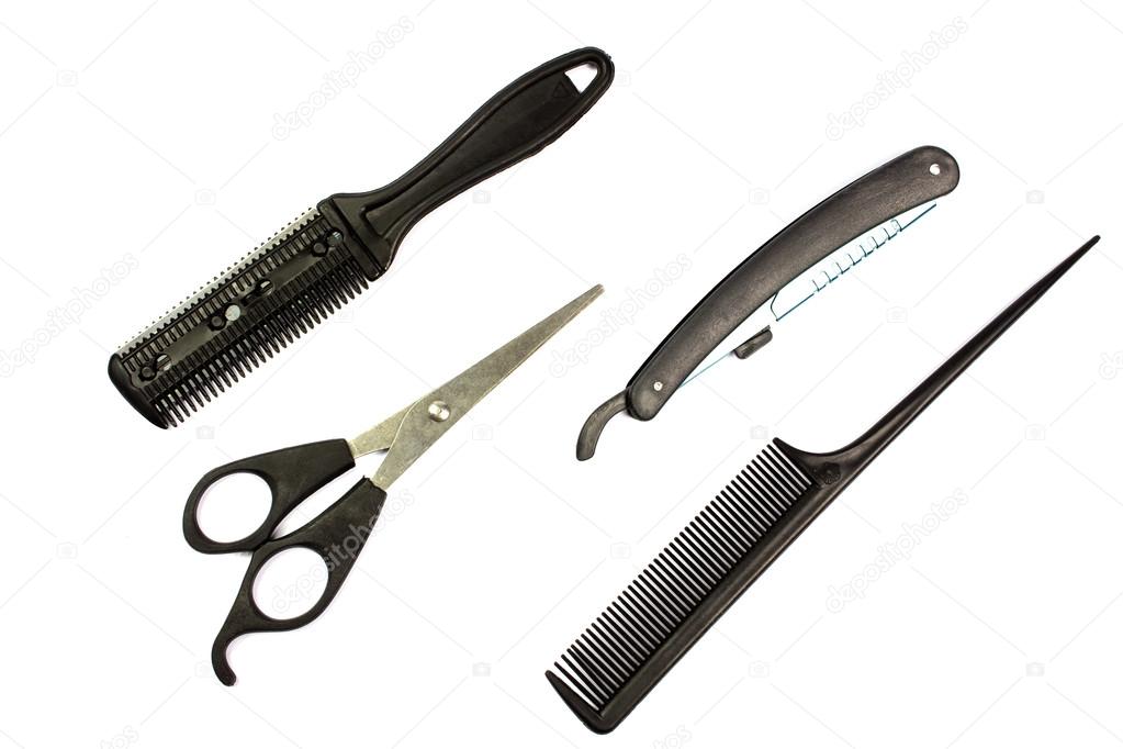 Hair cut tools set on white background, isolated — Stock Photo