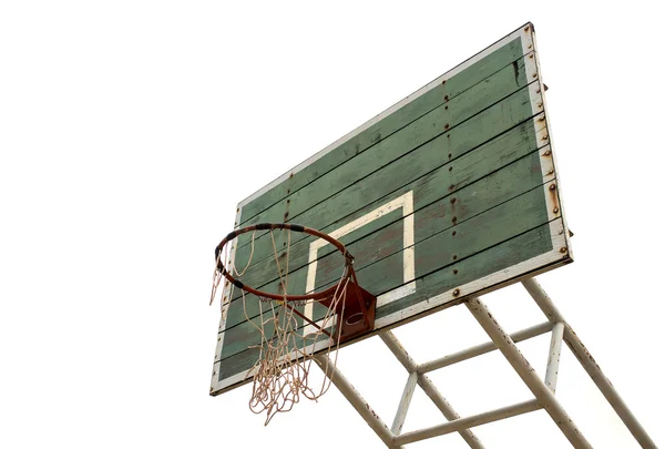 Basketbol ahşap masa, kirli, grunge, beyaz arka plan üzerinde eski, — Stok fotoğraf