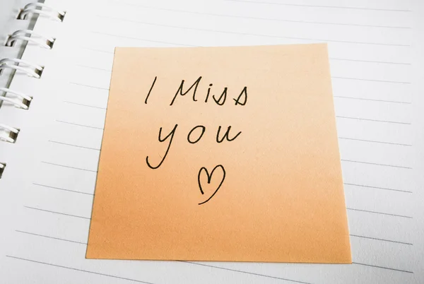 Handwritten I miss you word — Stock Photo, Image
