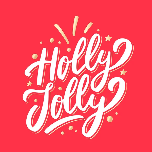 Holly Jolly. Buon Natale vettore lettering biglietto di auguri. — Vettoriale Stock