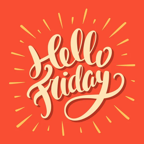 Hello Friday. Vector hand drawn lettering banner. — Stock Vector