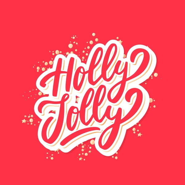 Holly Jolly. Feliz Natal vetor lettering cartão de saudação. — Vetor de Stock