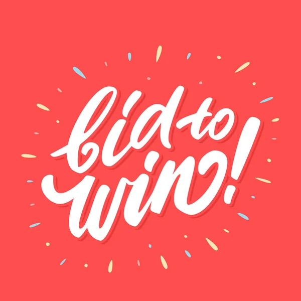 Bied om te winnen. Vectorletters. — Stockvector