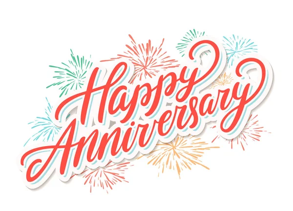 Buon anniversario. Carta di lettering vettoriale. — Vettoriale Stock