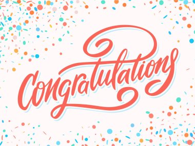 Kutlarım. Tebrik kartı. Vektör harfleri.