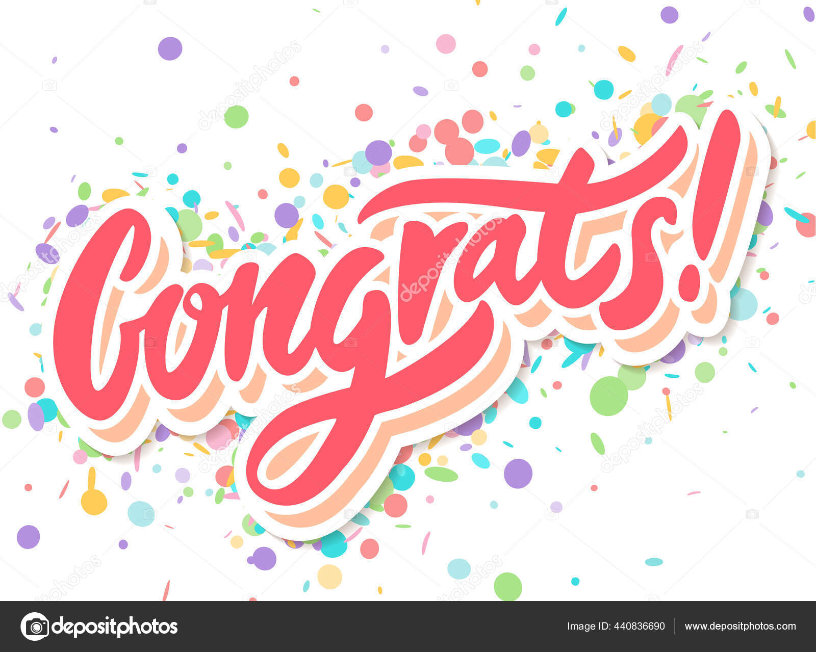 Congrats. Greeting card. Vector lettering. Stock Illustration by ©alexgorka 440836690