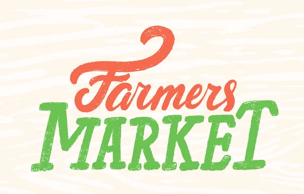 Mercado de agricultores. Signo de escritura vectorial. — Vector de stock
