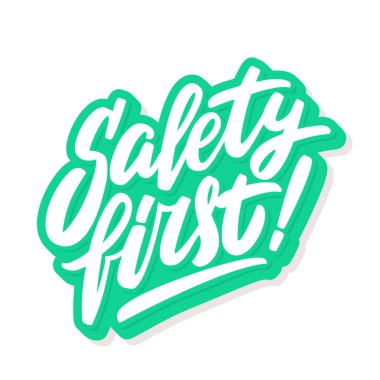 Önce güvenlik. Vektör harf pankartı.