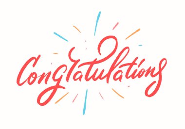 Kutlarım. Vektör el çizilmiş harf kartı.