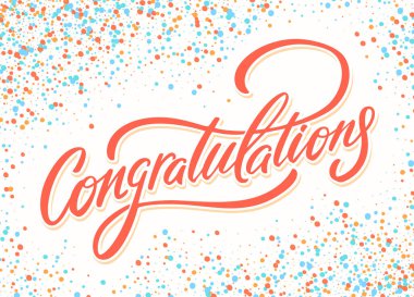 Kutlarım. Vektör el yazısı harf kartı.