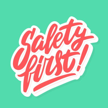 Önce güvenlik. Vektör harf pankartı.