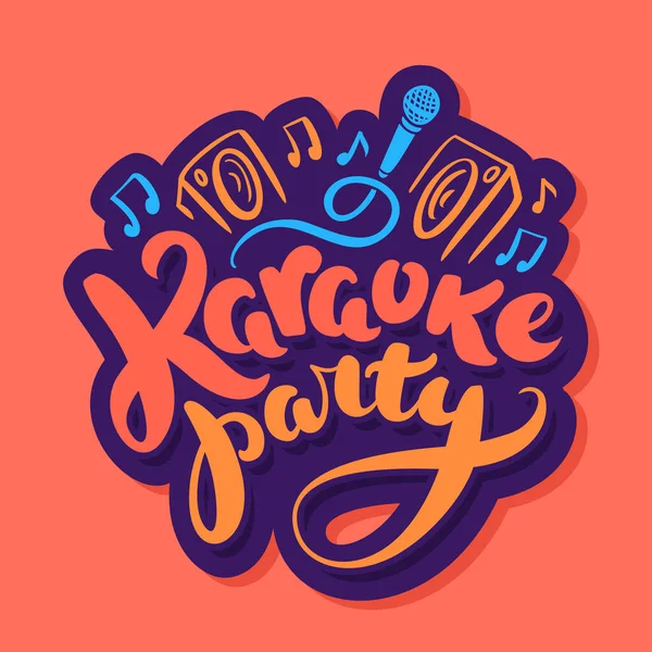 Karaoke feestje. Handgeschreven vectorletters. — Stockvector