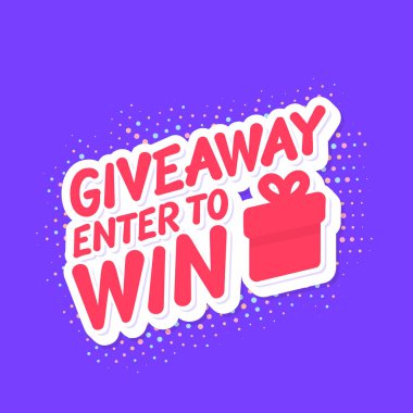 Hediye. Kazanmaya gir. Hediye kutusu simgesi olan vektör harfi.