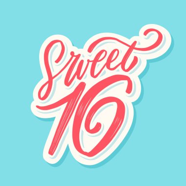 16. yaş. Vektör harfli doğum günü afişi.