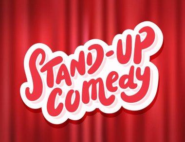 Stand-up komedisi. Vektör el yazısı afişi.