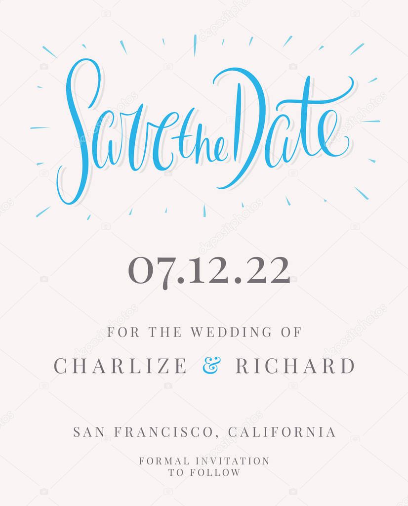 Save the date. Vector invitation template.