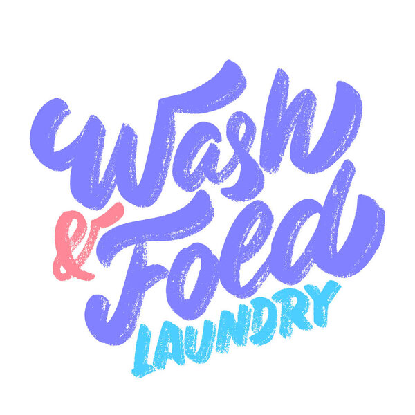 Стирать и складывать белье. Векторное рукописное письмо.