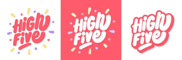 High five. Vector handgeschriebene Banner Set. — Stockvektor