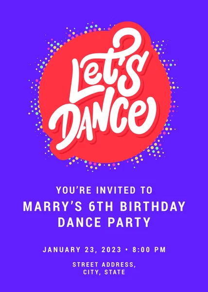 Táncoljunk! Vektor születésnapi tánc party meghívó sablon. — Stock Vector