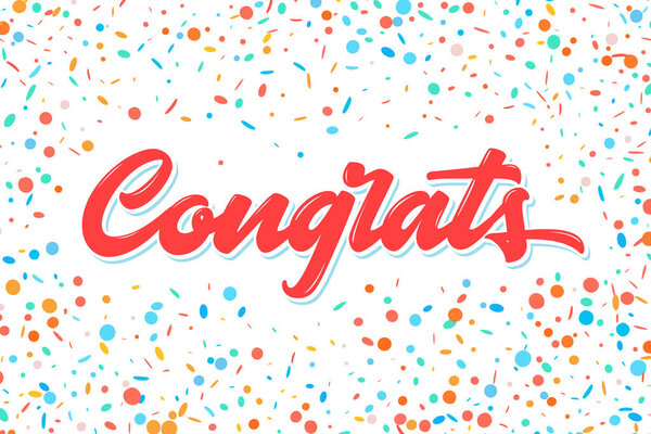 Мои поздравления. Поздравительная открытка. Векторное рукописное письмо.