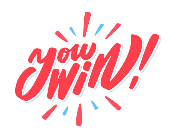 Ты победила. Векторное рукописное письмо.