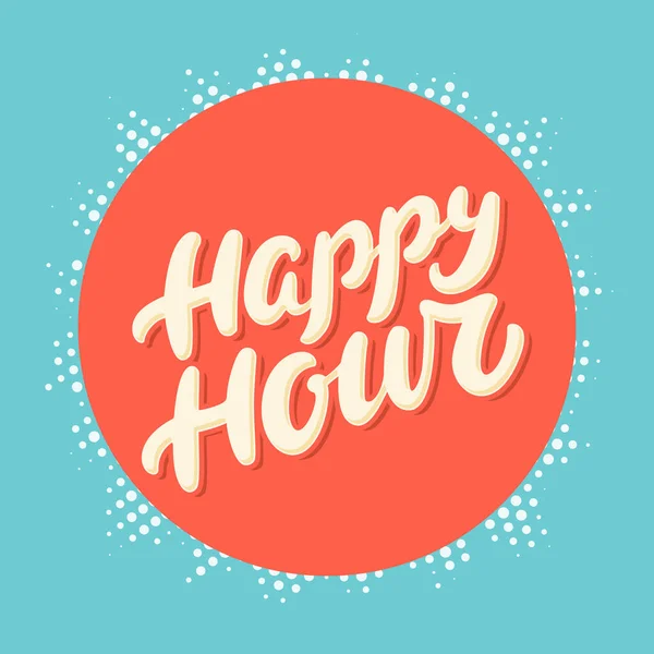 Happy hour sign. Vector handwritten lettering. — Stock Vector