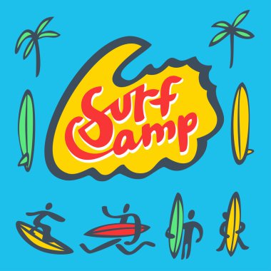 Surf kamp işareti simgeleri ile ayarla