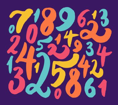 Renkler numaraları. El yazısı.