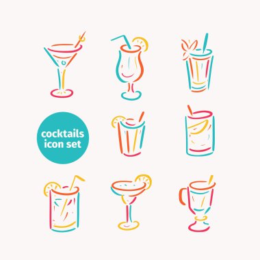 Kokteyller Icon set.